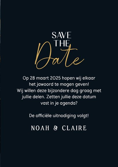 Stijlvolle save the date huwelijk donkerblauw marmer 3