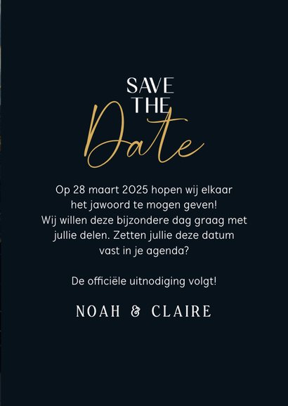 Stijlvolle save the date huwelijk donkerblauw marmer 3