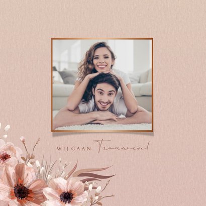 Stijlvolle save the date kaart botanisch met wikkel effect 2