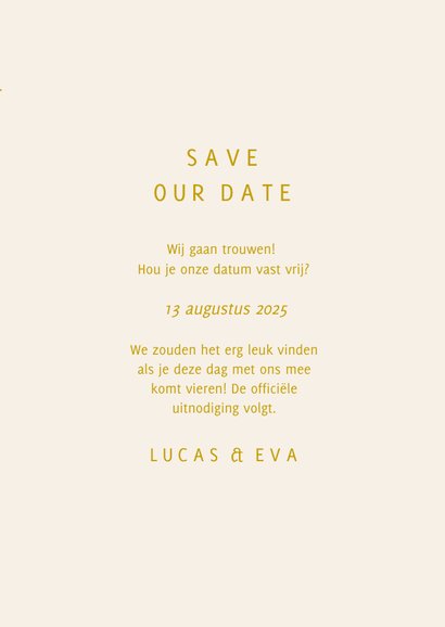 Stijlvolle save the date kaart foto en klassieke typografie 3