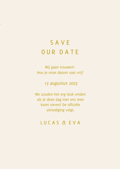 Stijlvolle save the date kaart foto en klassieke typografie 3