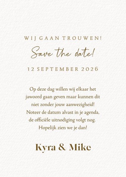 Stijlvolle save the date kalender eucalyptus en goudfolie 3
