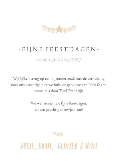 Stijlvolle staande kerstkaart met grote foto en eigen namen 3
