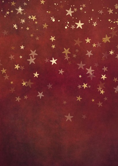 Stijlvolle staande zakelijke kerstkaart met gouden sterren Achterkant