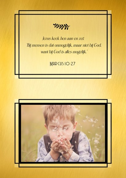 Stijlvolle stoere poster menukaart communie met foliedruk  2