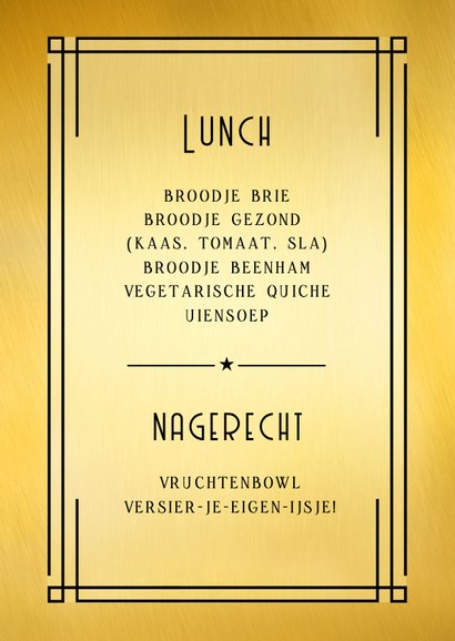 Stijlvolle stoere poster menukaart communie met foliedruk  3