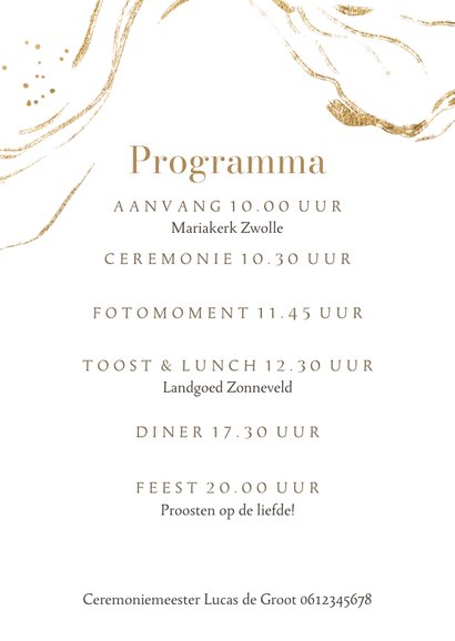 Stijlvolle trouwkaart bohemian watercolor goudfolie datum 2