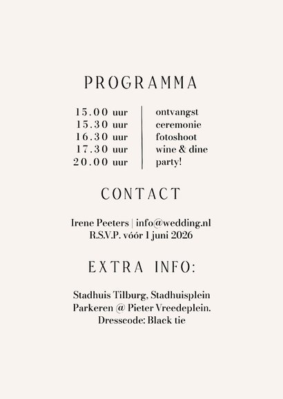 Stijlvolle trouwkaart datum grafisch eenvoudig 2