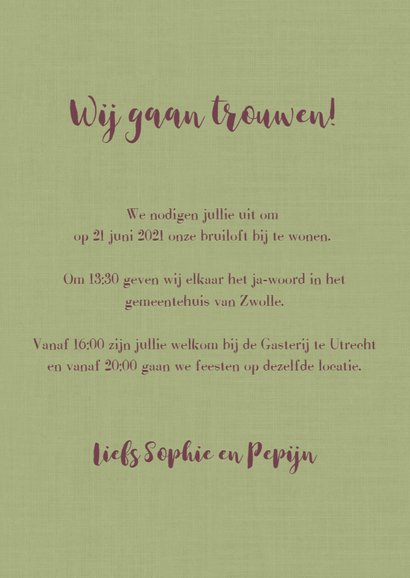 Stijlvolle trouwkaart met vintage bloemen. 3