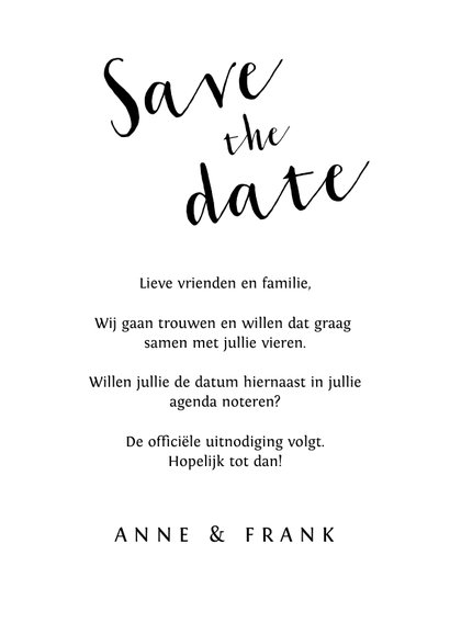 Stijlvolle trouwkaart save the date met fotocollage 3
