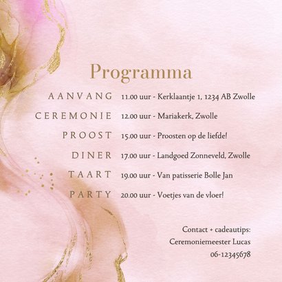 Stijlvolle trouwkaart watercolor bohemian goud foto 2