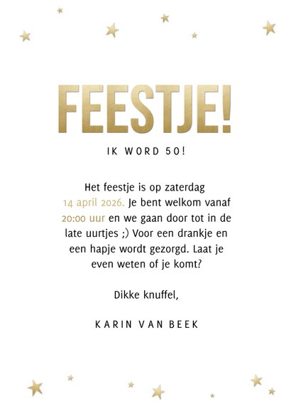 Stijlvolle uitnodiging 50 jaar sterren, foto en Feestje! 3