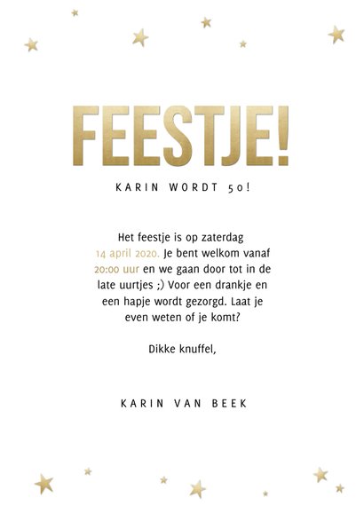 Stijlvolle uitnodiging 50 jaar sterren, foto en Feestje! 3