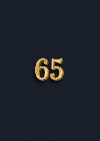 Stijlvolle uitnodiging confetti goud cheers to 65 years Achterkant