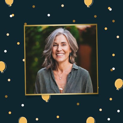 Stijlvolle uitnodiging feestje blauw confetti ballonnetjes 2