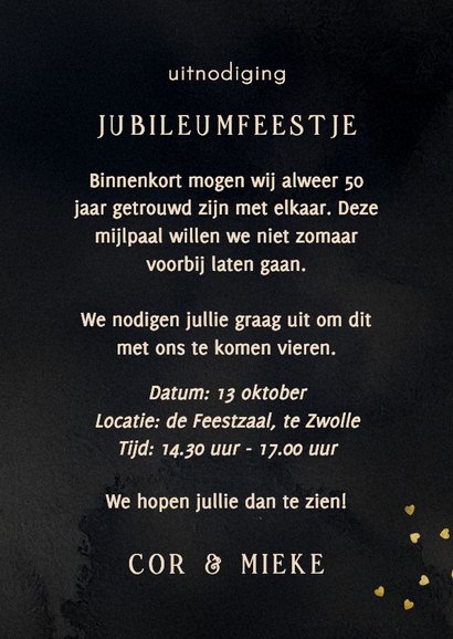 Stijlvolle uitnodiging fotocollage jubileum 50 jaar getrouwd 3