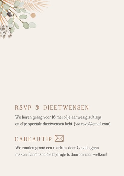 Stijlvolle uitnodiging huwelijksjubileum met droogbloemen 2