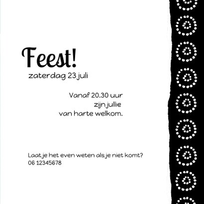 Stijlvolle, uitnodiging in blauwgrijs met foto en patroon 3