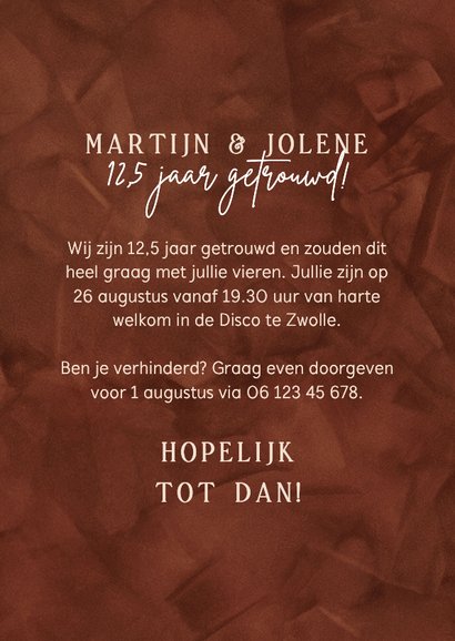 Stijlvolle uitnodiging jubileum 12,5 jaar getrouwd koper 3