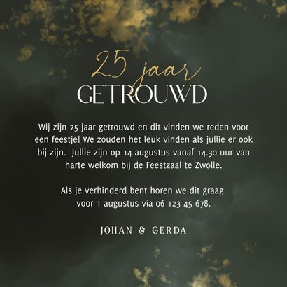 Stijlvolle uitnodiging jubileum 25 jaar getrouwd donkergroen 3