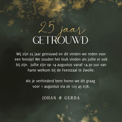 Stijlvolle uitnodiging jubileum 25 jaar getrouwd donkergroen 3