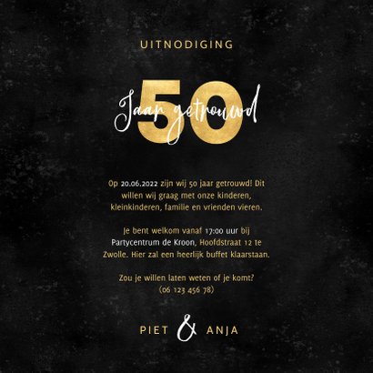 Stijlvolle uitnodiging jubileum 50 jaar getrouwd met foto's 3