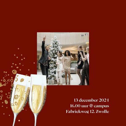 Stijlvolle uitnodiging kerstborrel watercolor kersttakken 2