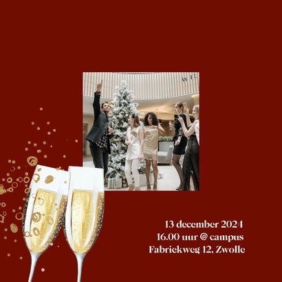 Stijlvolle uitnodiging kerstborrel watercolor kersttakken 2