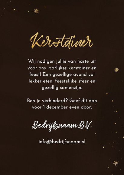 Stijlvolle uitnodiging kerstdiner sneeuwvlok met logo 3