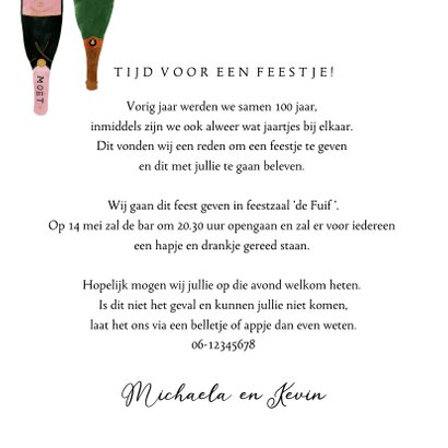 Stijlvolle uitnodiging met champagne illustraties 3