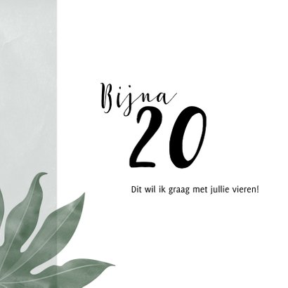 Stijlvolle uitnodiging met foto en tropische bladeren 2