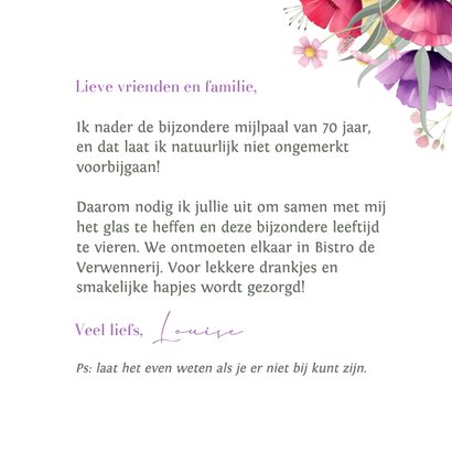 Stijlvolle uitnodiging met kleurrijke klaprozen en vlinder 3