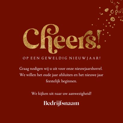 Stijlvolle uitnodiging nieuwjaarsborrel botanisch goud 3