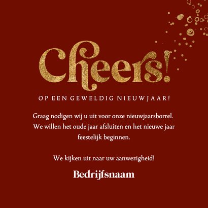 Stijlvolle uitnodiging nieuwjaarsborrel botanisch goud 3