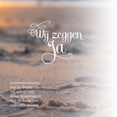 Stijlvolle uitnodiging strand bruiloft 2