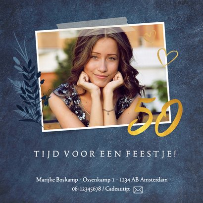 Stijlvolle uitnodiging voor je 50ste verjaardag met 1976 2