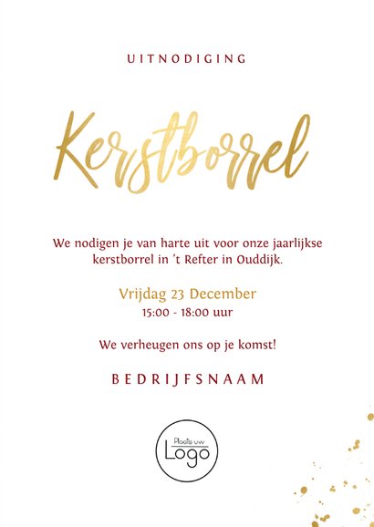 Stijlvolle uitnodiging zakelijke kerstborrel met kerstbal 3