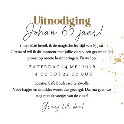 Stijlvolle uitnodigingskaart 65 jaar kraft ballonnen 3