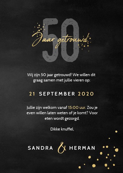 Stijlvolle uitnodigingskaart jubileum 50 jaar getrouwd 3