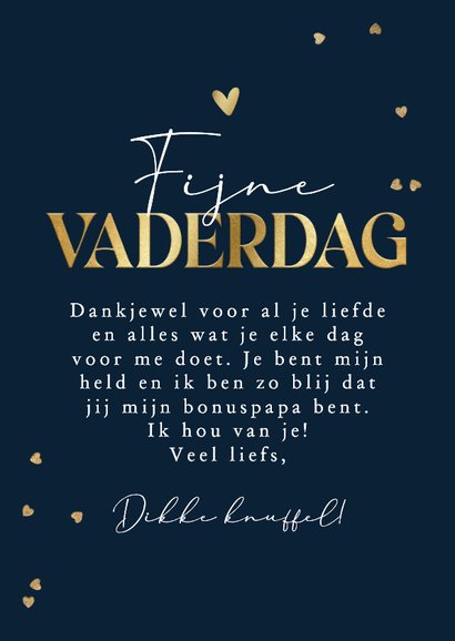 Stijlvolle vaderdagkaart bonuspapa streeppatroon blauw goud 3
