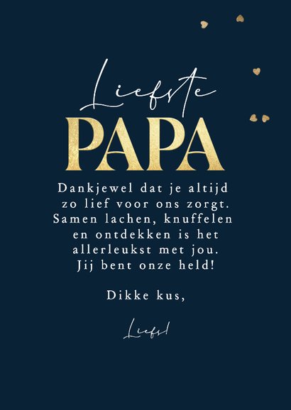 Stijlvolle vaderdagkaart liefste papa foto strik goud 3