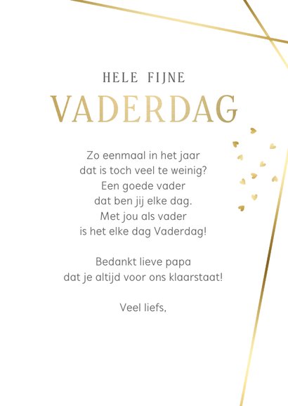 Stijlvolle vaderdagkaart met grote eigen foto en goud 3