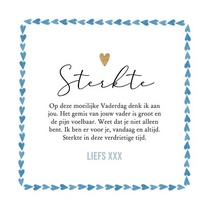 Stijlvolle vaderdagkaart verlies vader hartjes watercolor 3