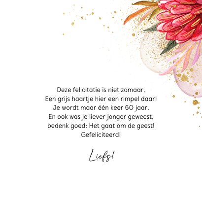 Stijlvolle verjaardagskaart 60 in cijferballonnen botanisch 3