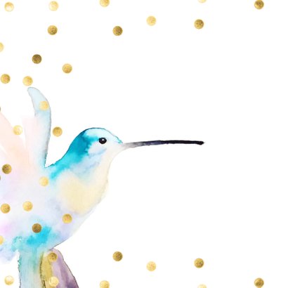 Stijlvolle verjaardagskaart hummingbird met confetti 2