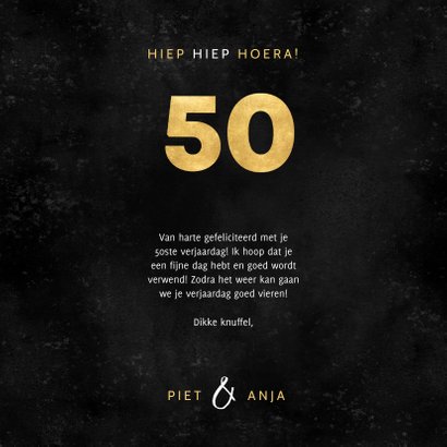 Stijlvolle verjaardagskaart man met gouden 50 en foto's 3