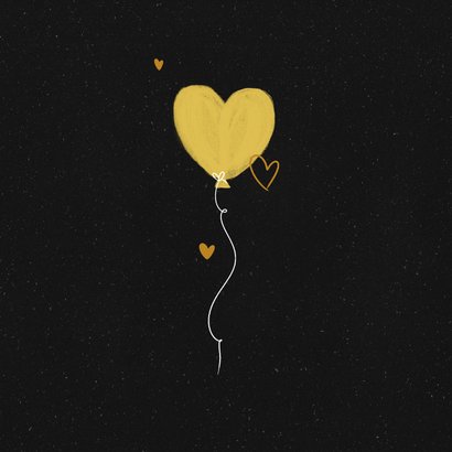 Stijlvolle verjaardagskaart met hartjes ballonnen zwart goud 2