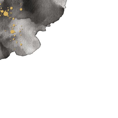 Stijlvolle verjaardagskaart met zwarte watercolour en goud 2