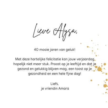 Stijlvolle verjaardagskaart met zwarte watercolour en goud 3