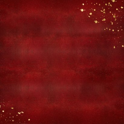 Stijlvolle vierkante rode kerstkaart eigen foto's en goud Achterkant